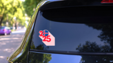 2025 Pink Iceland Sticker on a Rear Car Window (New) example