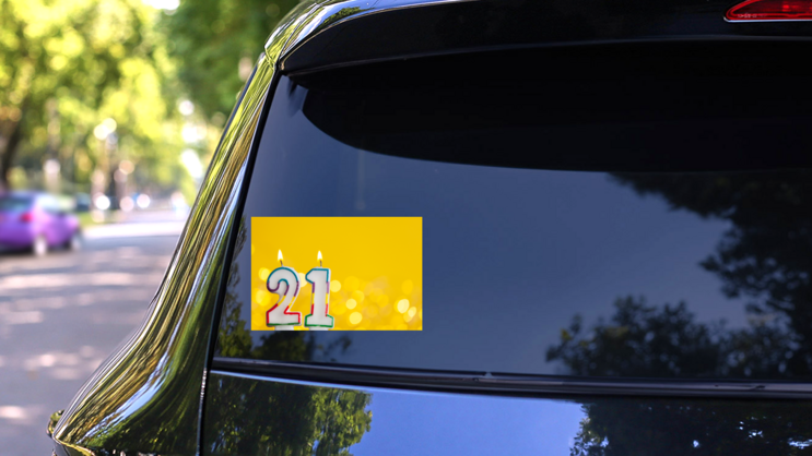 21 Birthday Candle Sticker on a Rear Car Window (New) example