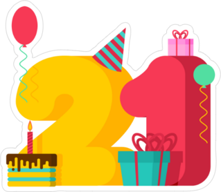 21 Year Birthday Festive Sticker