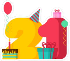 21 Year Birthday Festive Sticker