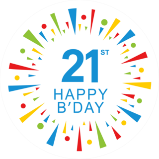 21st Happy Birthday Circle Sticker