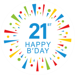 21st Happy Birthday Circle Sticker