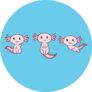 3 Axolotl Blue Sticker