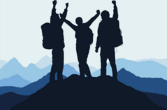 3 Mountain Climbers On The Top Sticker