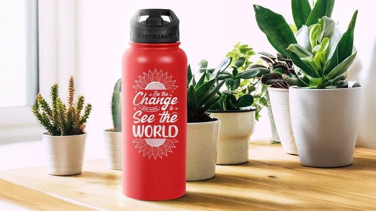 34 oz water bottle engraved with custom design