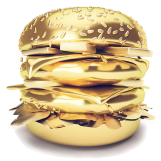 3d Gold Burger Sticker