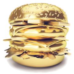 3d Gold Burger Sticker