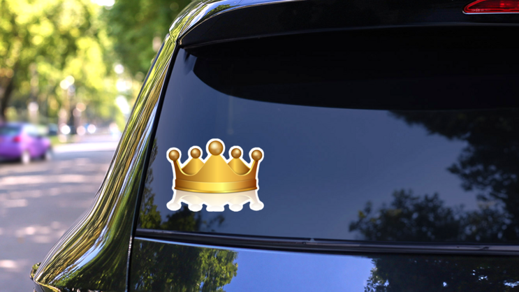 3D Gold Crown Sticker on a Rear Car Window (New) example