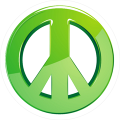 3D Green Peace Sign Sticker