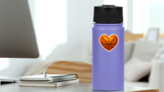 3D Heart Basketball Sticker on a Water Bottle (New) example