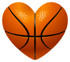 3D Heart Basketball Sticker
