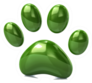 3d Illustration Of Green Paw Print Sticker