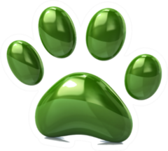 3d Illustration Of Green Paw Print Sticker