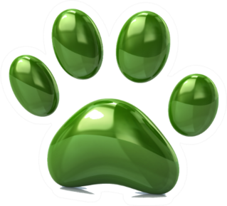 3d Illustration Of Green Paw Print Sticker