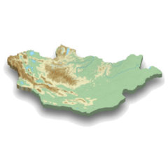 3d Isometric Relief Map Of Mongolia Sticker