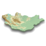 3d Isometric Relief Map Of Mongolia Sticker