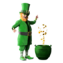 3d Leprechaun with Pot of Gold Sticker