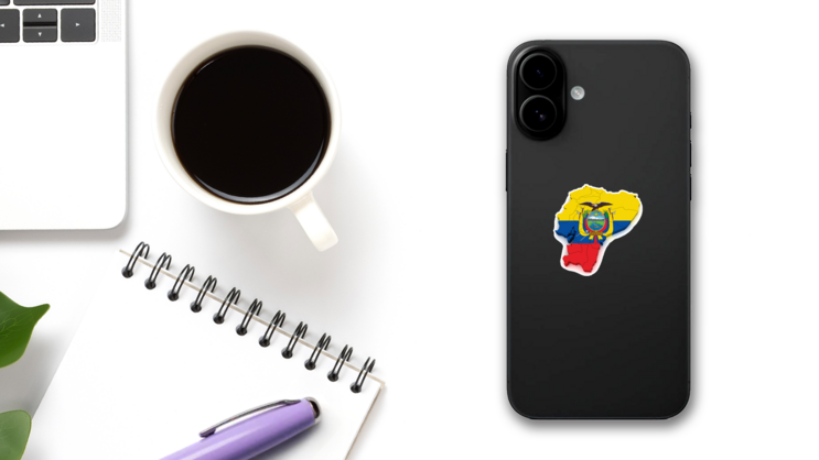 3d Map Ecuador Sticker on a Phone (New) example
