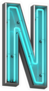 3D Neon Letter N Sticker