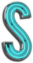 3D Neon Letter S Sticker