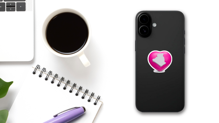 3d Pink Heart Map Of Algeria Sticker on a Phone (New) example