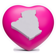 3d Pink Heart Map Of Algeria Sticker
