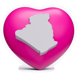 3d Pink Heart Map Of Algeria Sticker