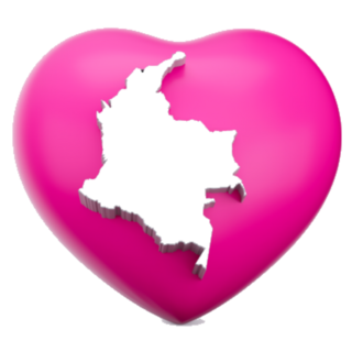 3d Pink Heart With Map Of Colombia Sticker