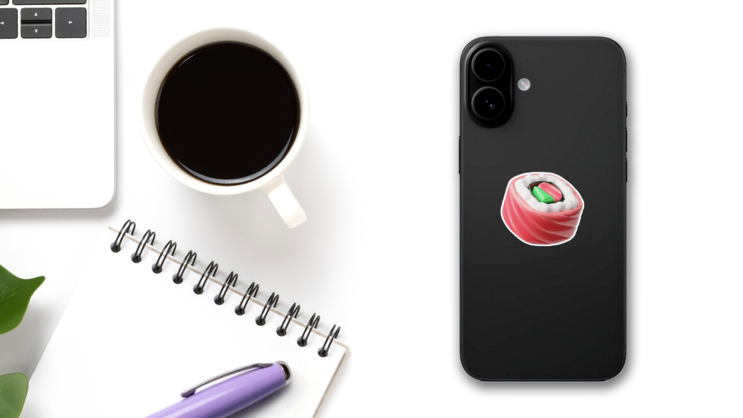 3d Sushi Roll Sticker on a Phone (New) example