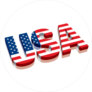 3D USA Text With American Flag Sticker