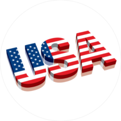 3D USA Text With American Flag Sticker