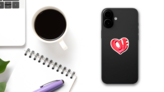 3d Word Love In Heart Shape Sticker on a Phone (New) example