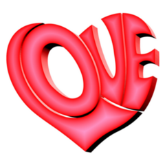3d Word Love In Heart Shape Sticker