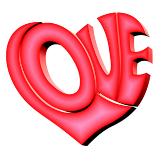 3d Word Love In Heart Shape Sticker