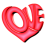 3d Word Love In Heart Shape Sticker