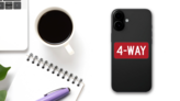 4-Way Sticker on a Phone (New) example