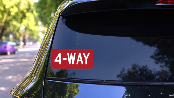 4-Way Sticker on a Rear Car Window (New) example
