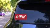 4-Way Sticker on a Rear Car Window (New) example