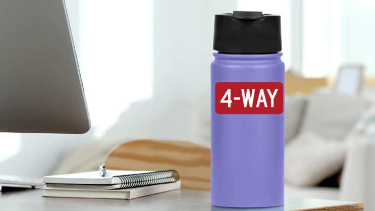 4-Way Sticker on a Water Bottle (New) example