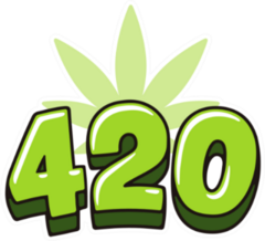 420 Hand Drawn Lettering With Marijuana Leaf Sticker