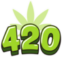 420 Hand Drawn Lettering With Marijuana Leaf Sticker