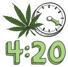 420 Marijuana Leaf Doodle Sticker