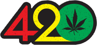 420 Text With Cannabis Leaf Sticker