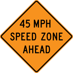 45 Mile Speed Zone Ahead Sticker