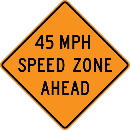 45 Mile Speed Zone Ahead Sticker