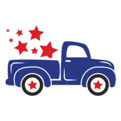 4th Of July Blue Truck Red Stars Illustration Sticker