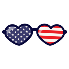 4th Of July Heart Sunglasses Flag Sticker
