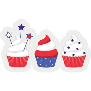 4th Of July Patriotic Cupcakes Set Sticker
