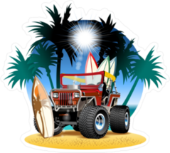4x4 Car On Beach Sticker