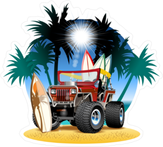 4x4 Car On Beach Sticker